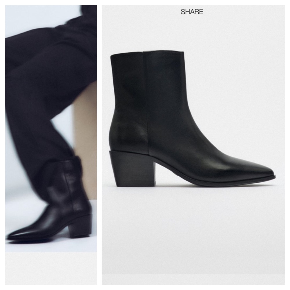 NWT! Zara BLOCK HEEL LEATHER ANKLE BOOTS